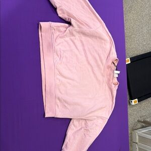 Pink Knit Crop Top with Long Sleeves